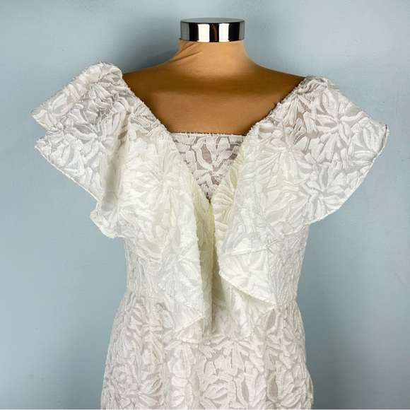 C/meo Collective More To Give Off Shoulder Lace Midi Dress Asymmetrical Sz XL - Picture 5 of 14